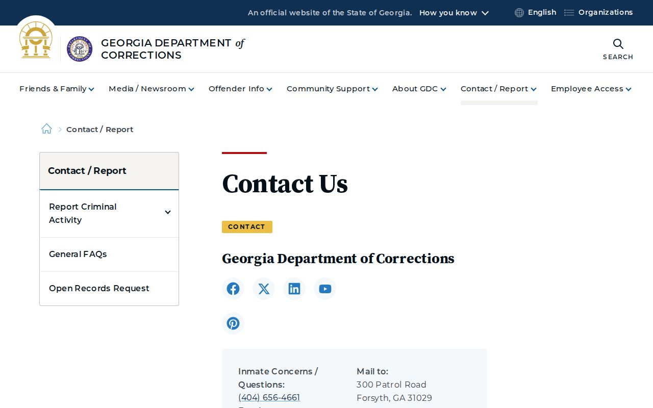 Georgia corrections contact path for Seminole County state-prison release records