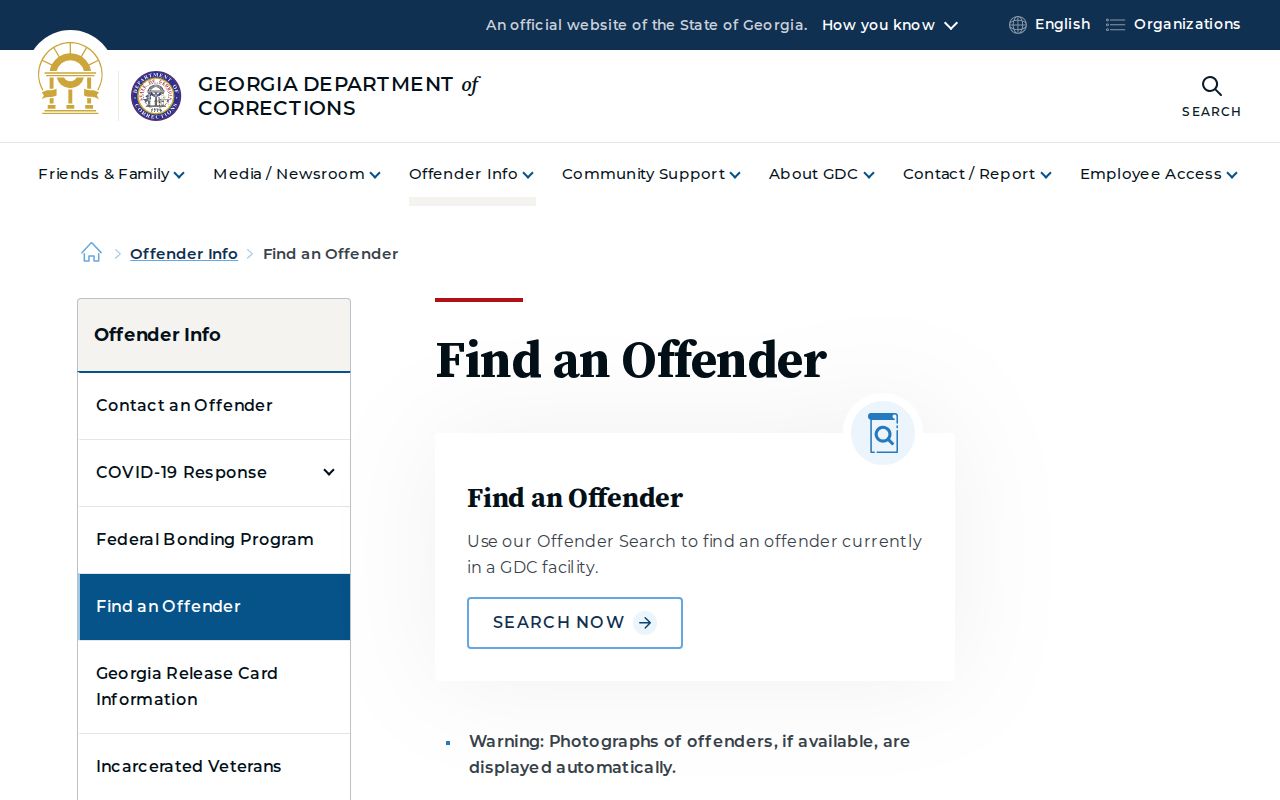 Georgia Department of Corrections offender search gateway for Seminole County state releases