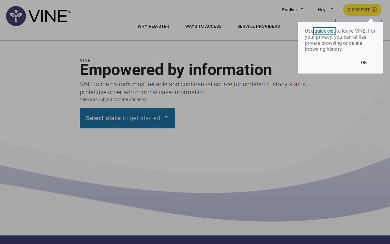 VINELink search screen used for a specific Seminole County custody check